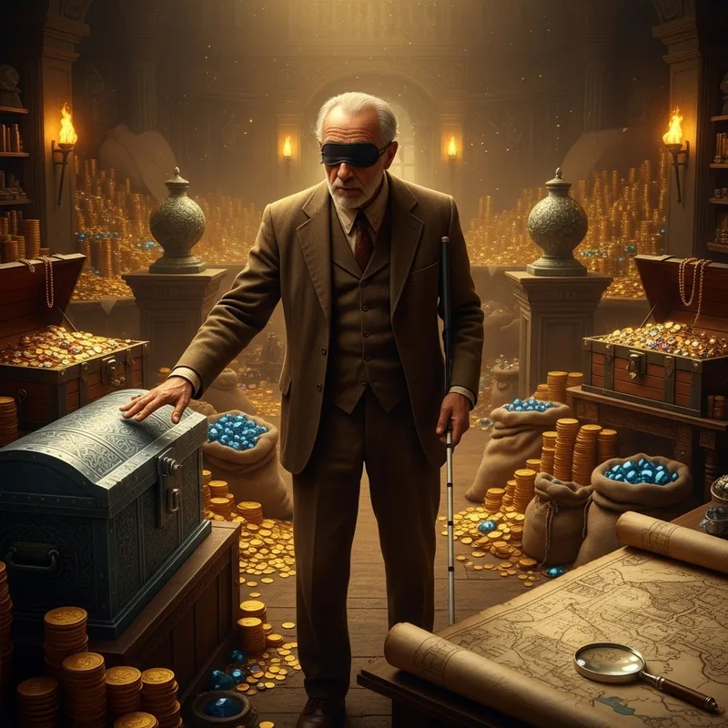 Blind Man in Treasure Trove - Rare Find