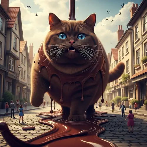 Chocolate Cat - Hyperrealistic British Cat in the City