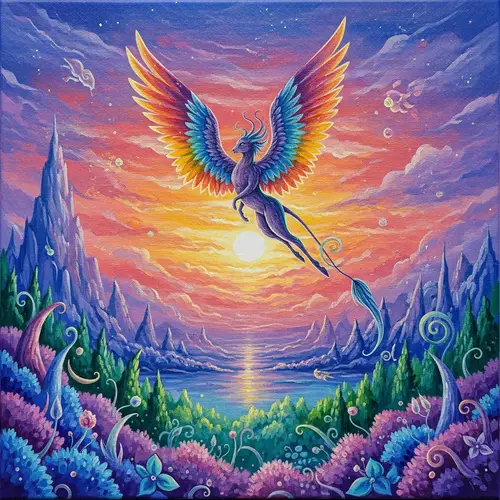Mythical Creature Fantasy Acrylic Painting on Canvas