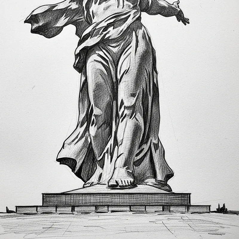 Motherland Mother Sketch in Volgograd Hand Drawing