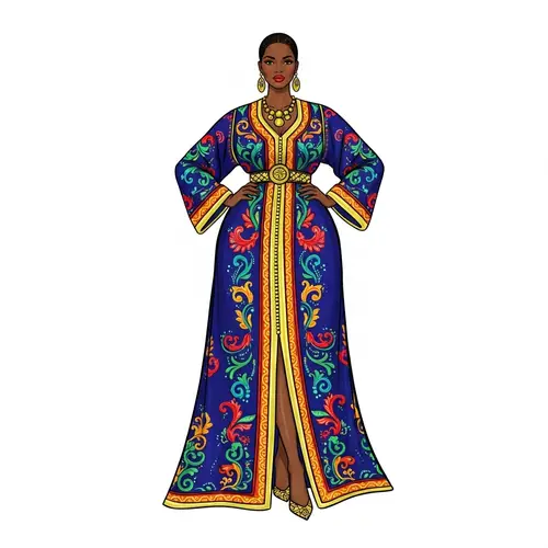Stunning Full-Figured Black Woman in Moroccan Haute Couture Dress
