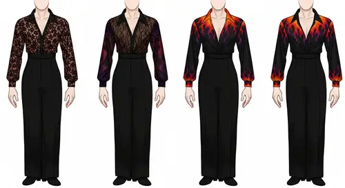 Latin Dance Costume Design Sketch for Four Men