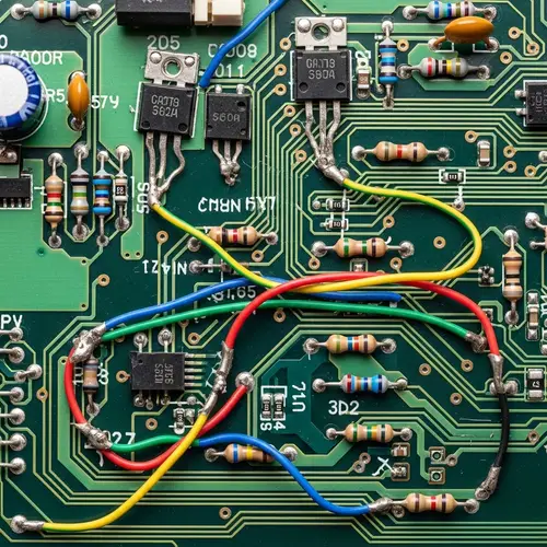 Intricately Wired PCB Board with Greenish Color | Electronic Components Layout