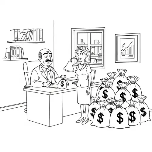 Office Humorous Cartoon: Manager and Secretary