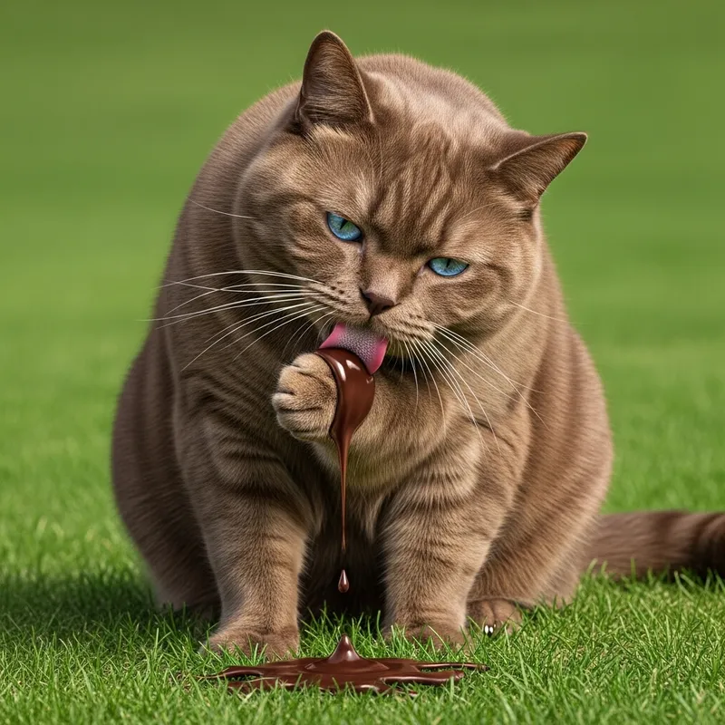 Realistic Chocolate British Shorthair Cat in Grass Realistic Chocolate British Shorthair Cat in Grass