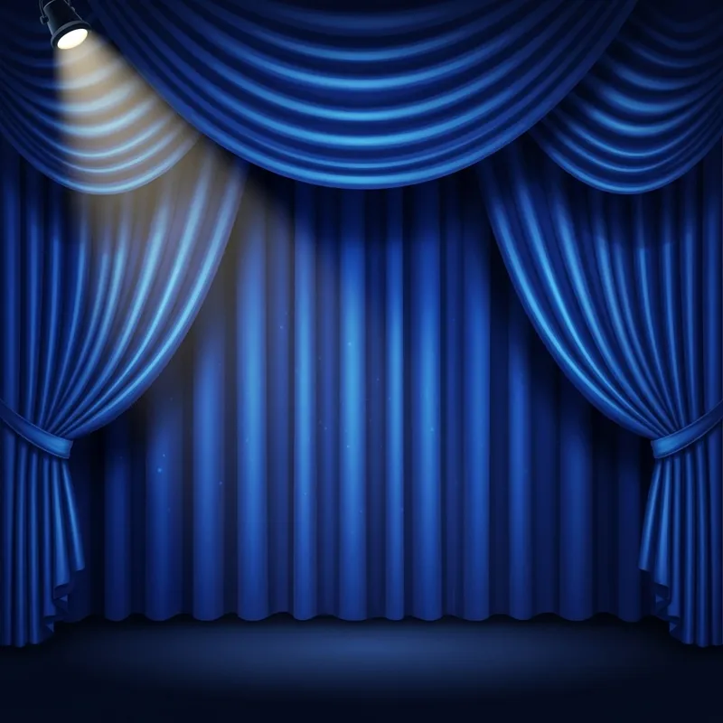 Blue Stage Curtain Vector | Luxurious Illustration