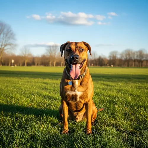 Playful Brown Dog in Lush Park