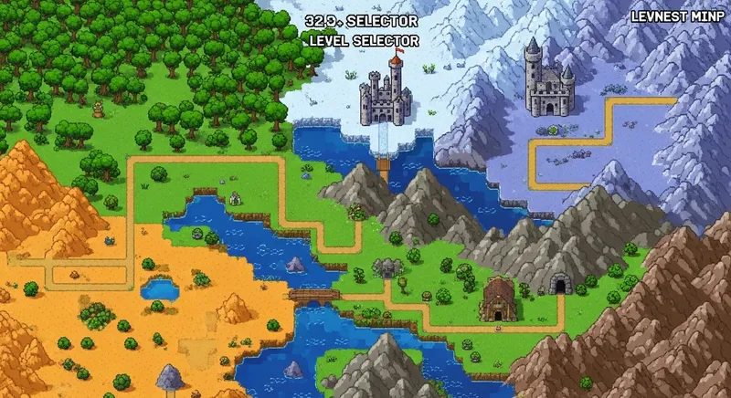 Adventure Pixel Art Map - 32-Bit Retro Landscape Adventure Pixel Art Map - 32-Bit Retro Landscape