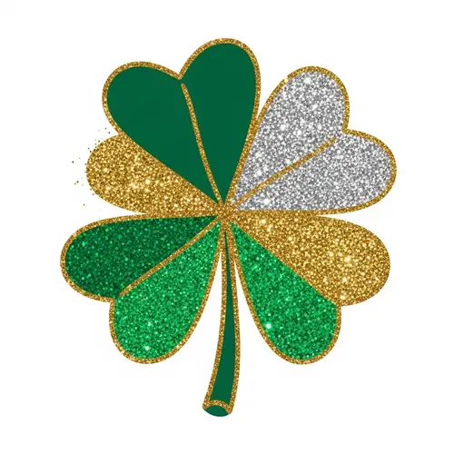 Bohemian Four-Leaf Clover with Silver and Gold Glitter | St. Patrick's Day