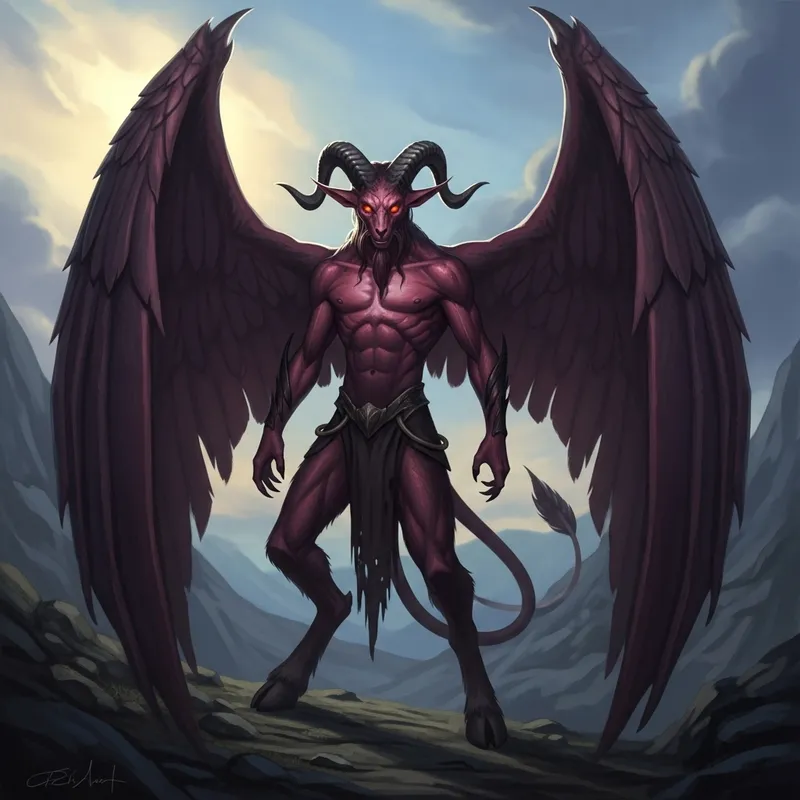 Winged Tiefling with Piercing Goat Eyes | Fantastical Creature Art Winged Tiefling with Piercing Goat Eyes | Fantastical Creature Art