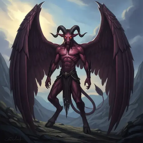 Winged Tiefling with Piercing Goat Eyes | Mythical Creature Art