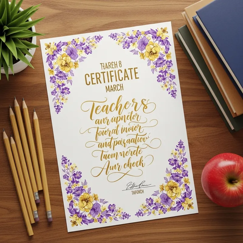 Beautiful Teacher's Day Certificate | Elegant Floral Design