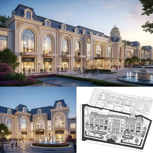 Opulent Shopping Mall Design: Modern & Classical Fusion