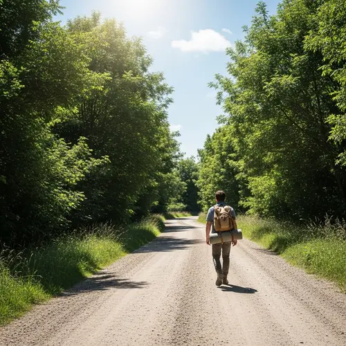 Traveler on Country Road | Outdoor Adventure Exploration