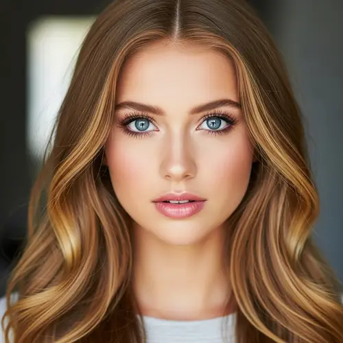Beautiful Girl with Golden Hair and Blue Eyes