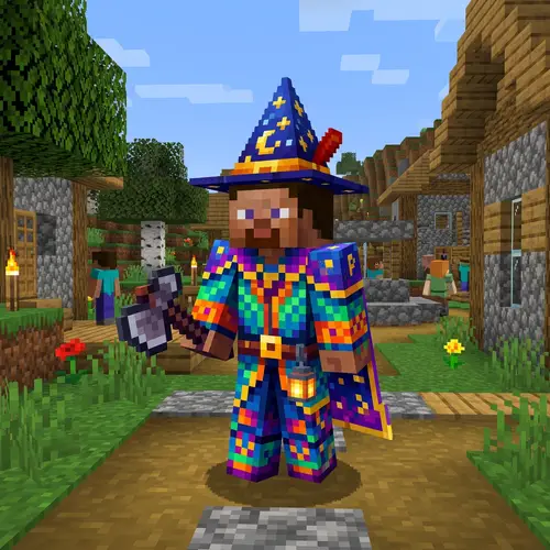 Custom Minecraft Character Skin Design | Pixelated Wizard with Axe