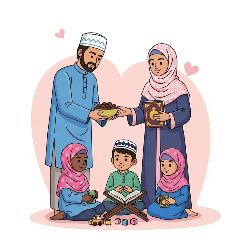 Muslim Family Cartoon: Togetherness and Love