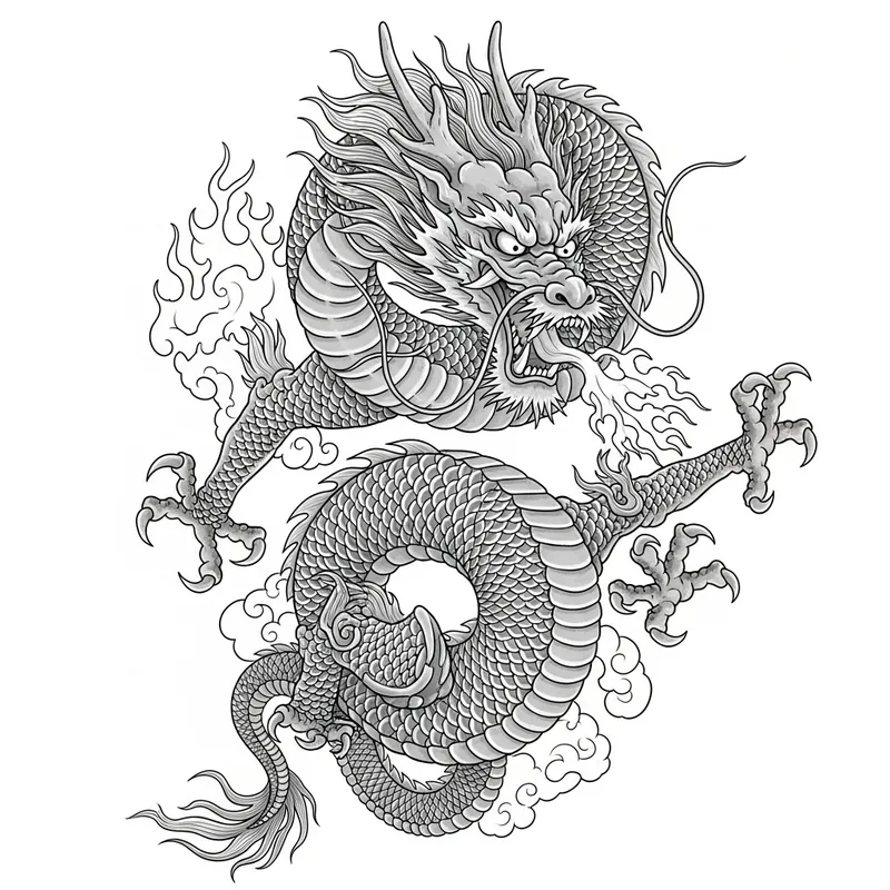 Dragon Chino Tattoo Design | Intricate & Fearsome Artwork Dragon Chino Tattoo Design | Intricate & Fearsome Artwork