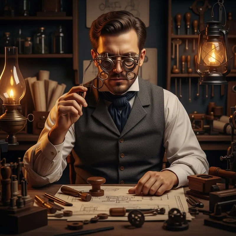Victorian Inventor with Technical Glasses