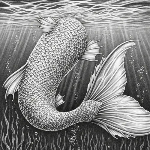 Detailed Mermaid Tail Pencil Drawing for Art Lovers