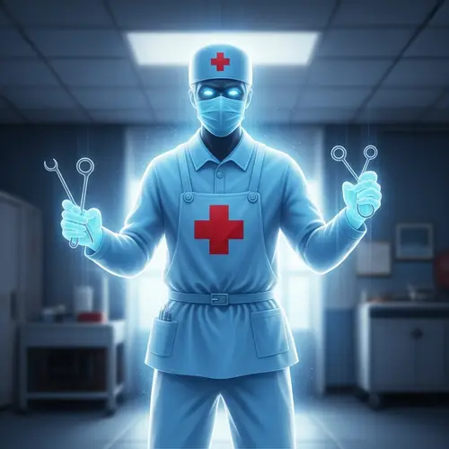 Ethereal Healthcare Professional with Red Cross Symbol