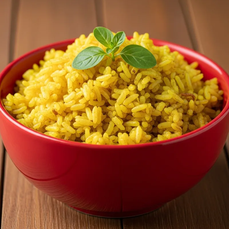 Delicious Java Rice in a Vibrant Red Bowl