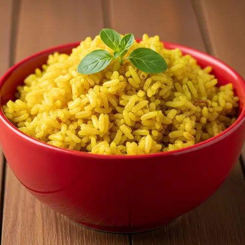 Fluffy Java Rice in a Vibrant Red Bowl