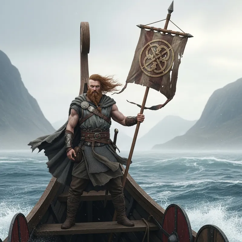 Majestic Viking Warrior at Sea: Nordic Saga Scene