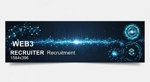 Sophisticated Web3 Recruiter Banner | Digital & Blockchain Elements