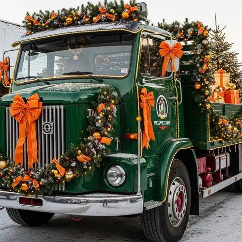 Festive European Style Christmas Truck Photo