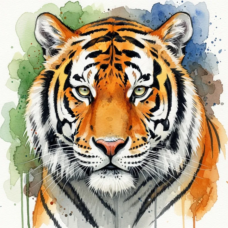 Watercolour Tiger Artwork | Majestic Wildlife Painting