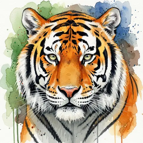 Watercolour Painting of Majestic Tiger | Striking Wildlife Art