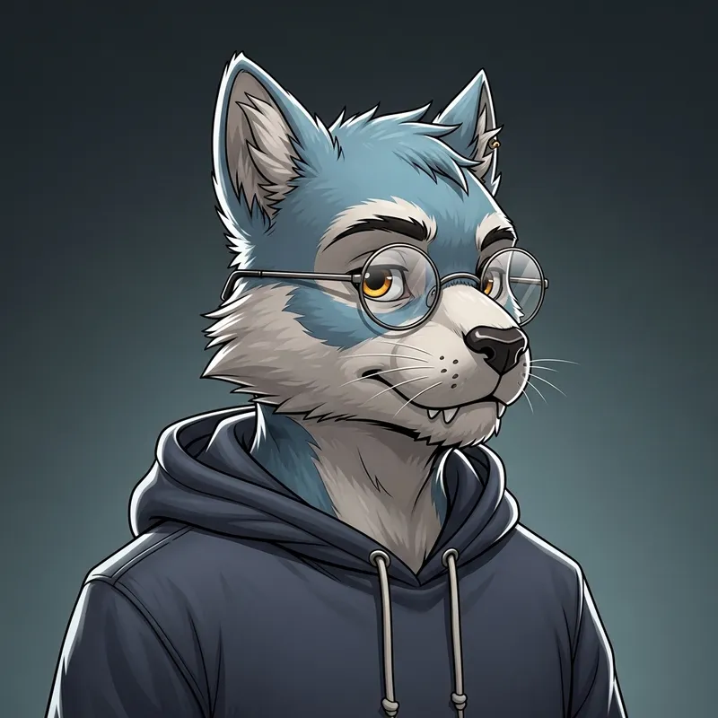 Furry with Rounded Glasses and Hoodie Look Furry with Rounded Glasses and Hoodie Look