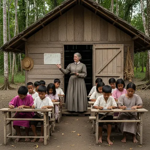 Education in 19th Century Philippines: Diverse Classroom Scene