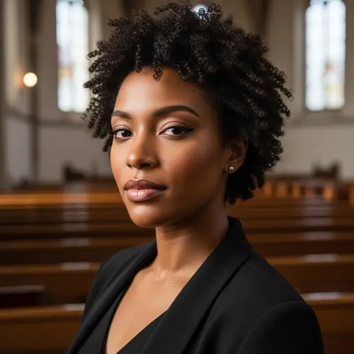 Artistic Portrait of African American Woman in Church Environment