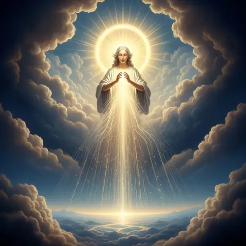 Transcendental Divine Figure: Surreal Fantasy Illumination