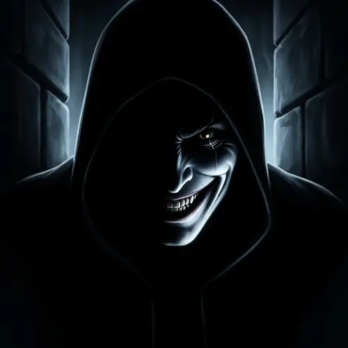 Concealed Murderer Hidden in Shadows Grinning Madly