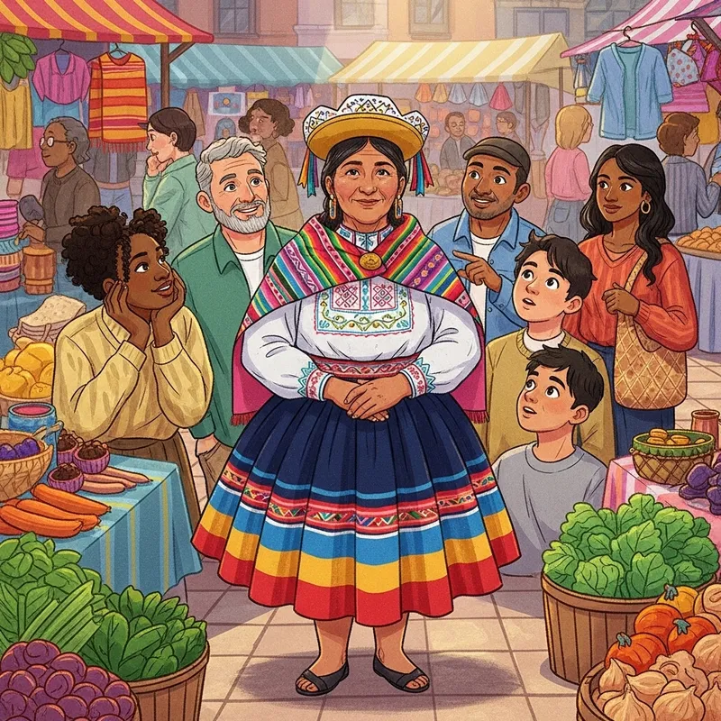 Admired Andean Girl Celebrating Cultural Diversity | Illustration
