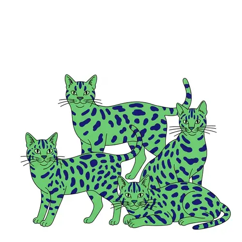 Green Cats Spotted with Blue