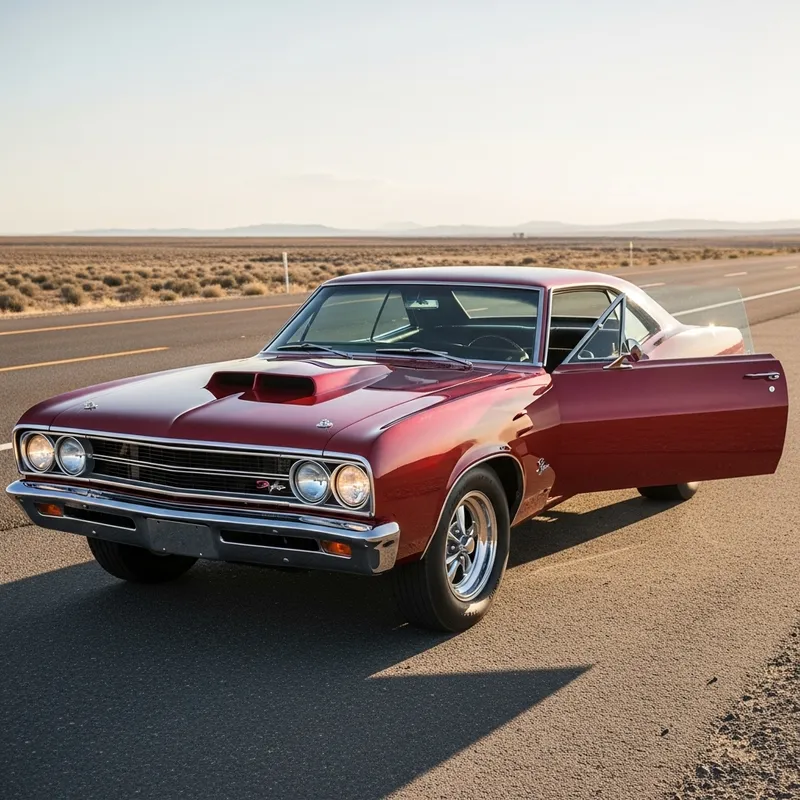 Vintage 1960s Muscle Car in Glossy Red | Classic American Engineering