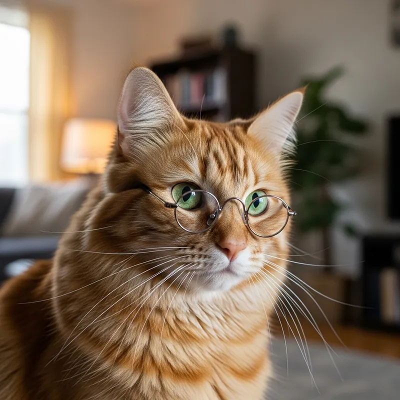 Cat with Glasses - Adorable Feline Styling