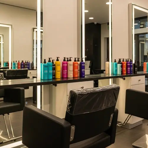 Modern Beauty Salon Stylist's Chair & Hair Products