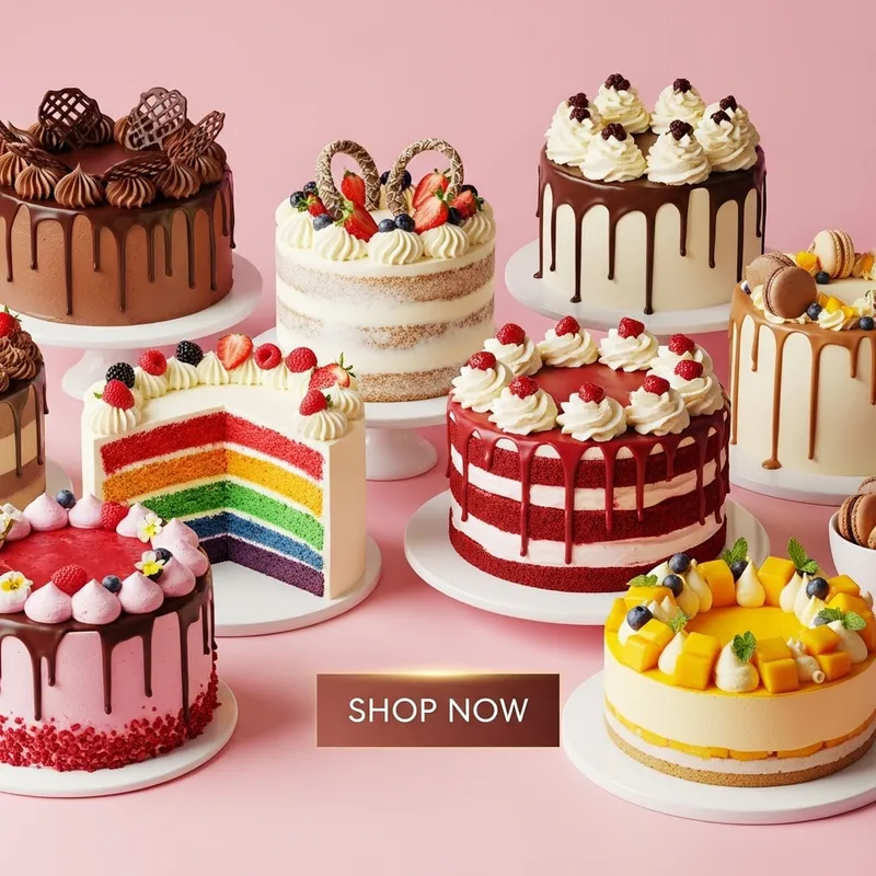 Pale Bubblegum Pink Cakes Banner for Online Cake Shop | Order Now