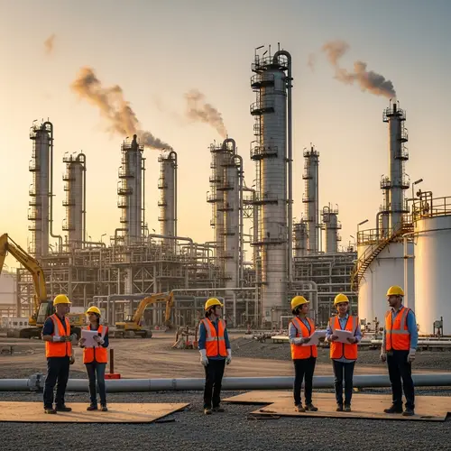 Industrial Landscape with Oil Refinery Project in Progress