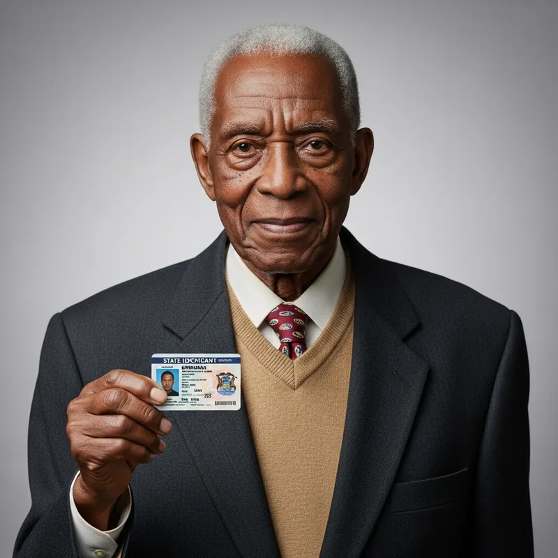 Elegant Elderly Black Man with Michigan ID Card Elegant Elderly Black Man with Michigan ID Card
