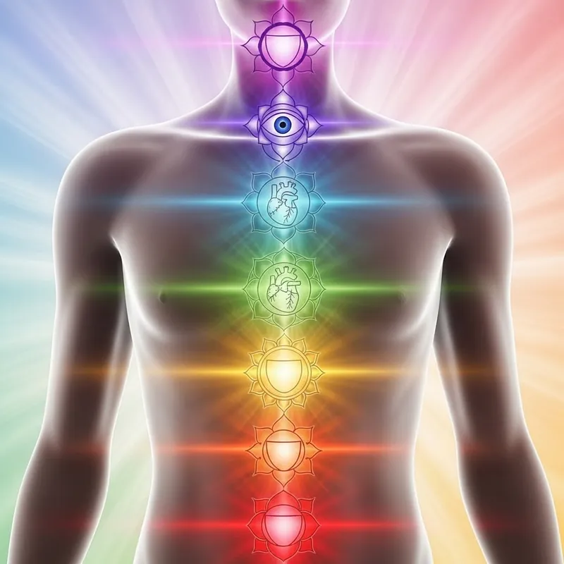 Chakras: Detailed Image with Radiant Lights
