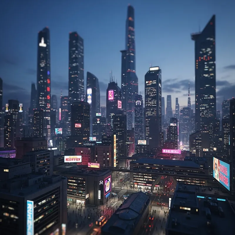 Neon Cityscape at Dusk | Vibrant Cyberpunk Streets