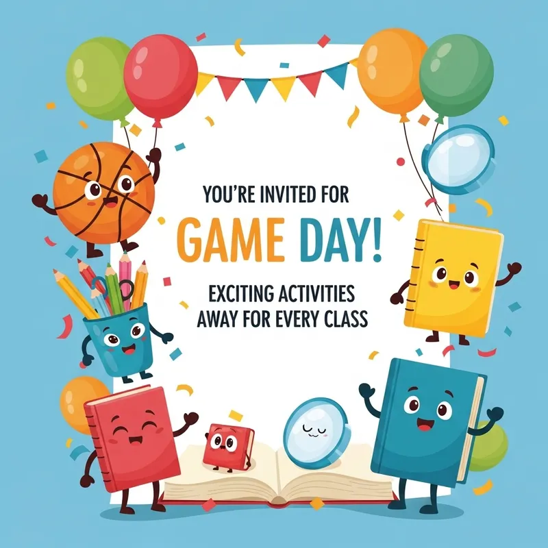 Games Invitation Card for School Classes | Fun Game Day