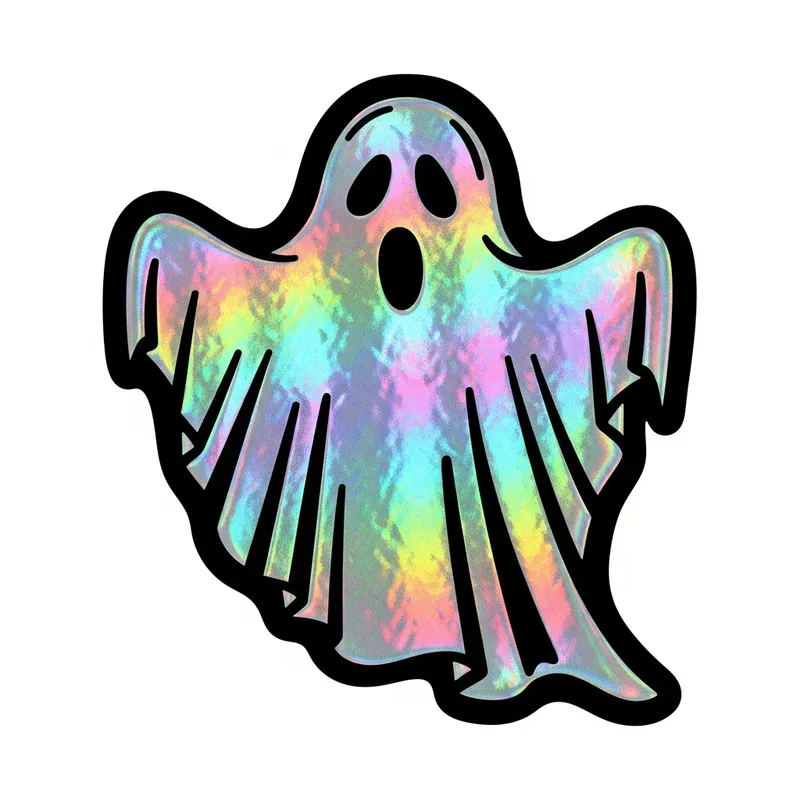 Black and White Ghost Stencil with Holographic Interior - Unique Design