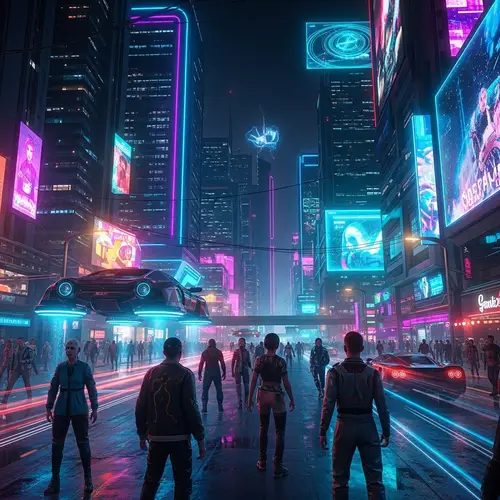 Futuristic Cyberpunk Cityscape at Night